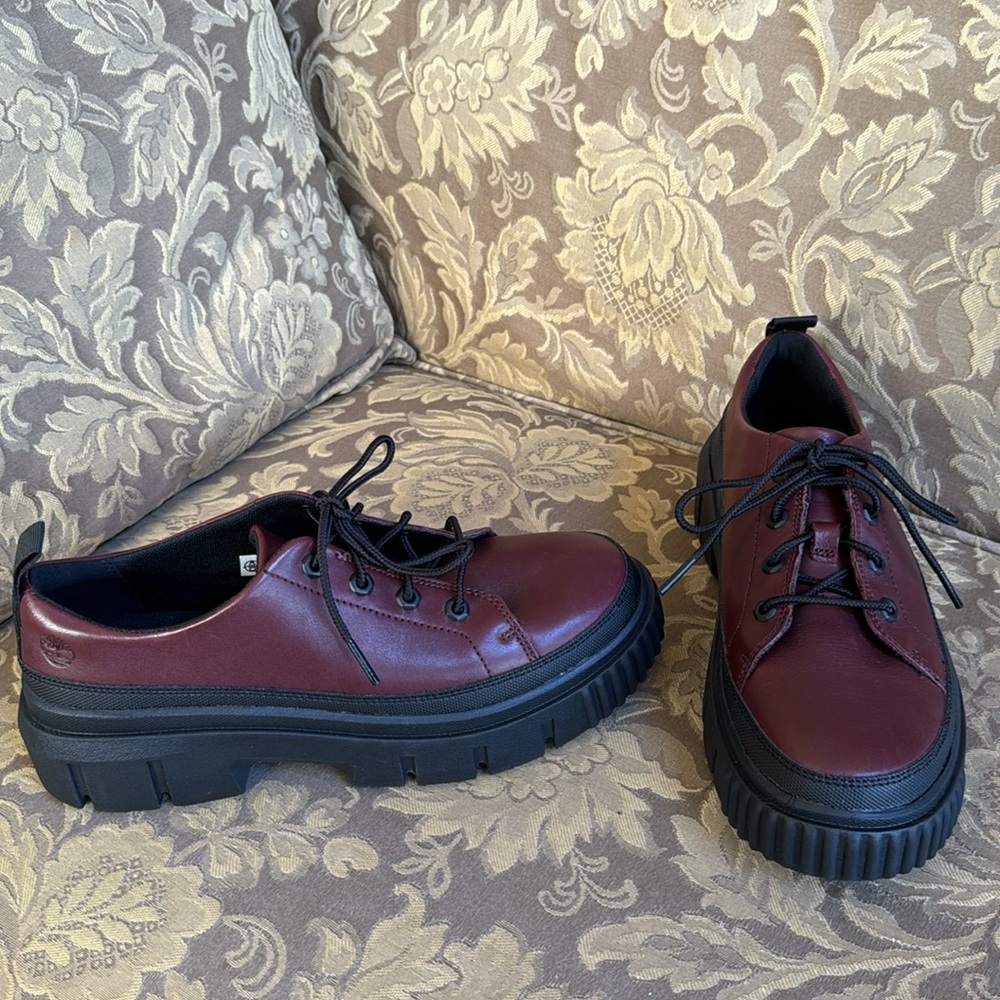 Timberland GREYFIELD leather Oxford Burgundy shoes Women Sz 8.5